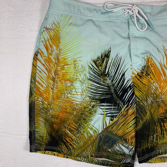 American Eagle Outfitters Swim Trunks Men's XL Board Shorts Blue Green Palms - Picture 6 of 14